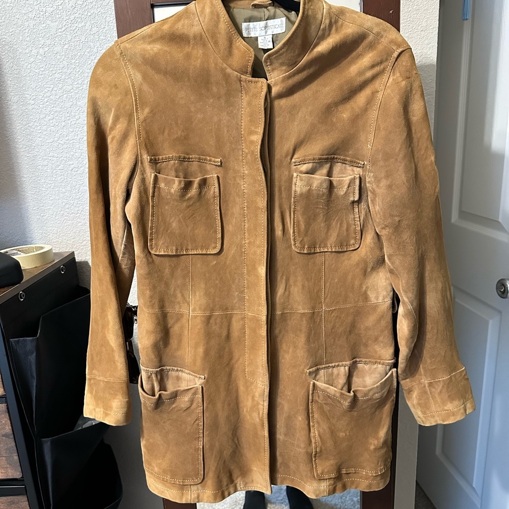 Tan genuine leather vintage style jacket